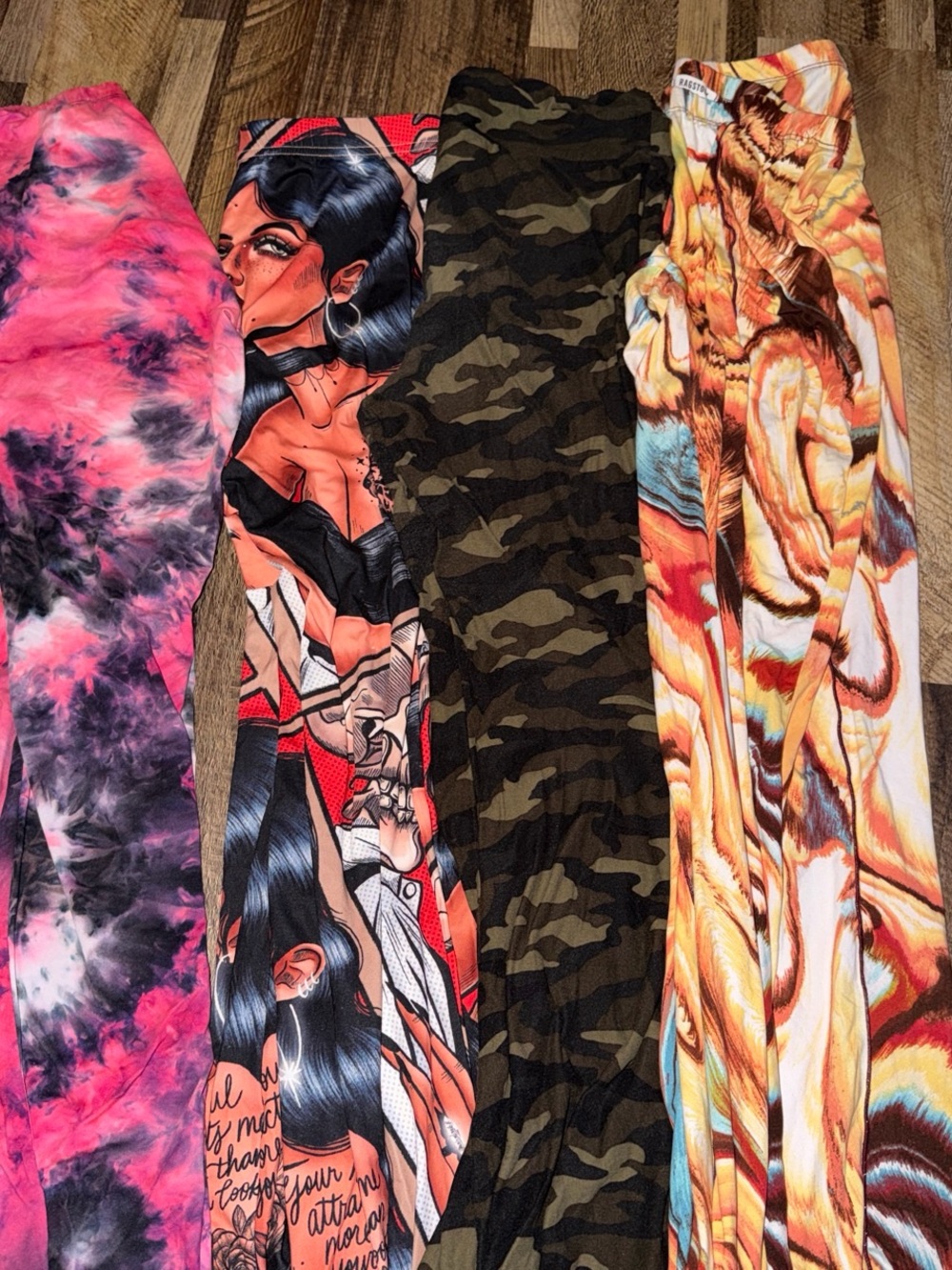 Assorted flare pant bundle - Tie-Dye, Graphic, Camo, Abstract